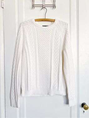 Brooks Brothers • Cotton Fisherman Sweater cable knit Aran crew neck preppy